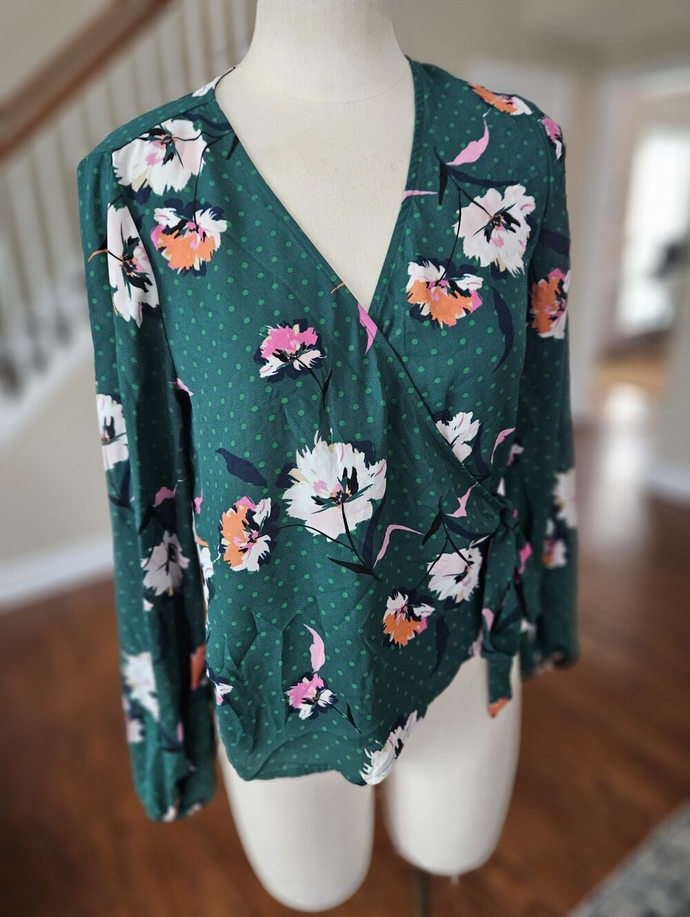 Express Floral Wrap Top Small